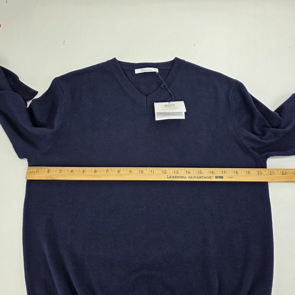 Quiet Luxury Camicissima Italian Cotton V Neck Sweater Mens M Navy NWT - Picture 10 of 13